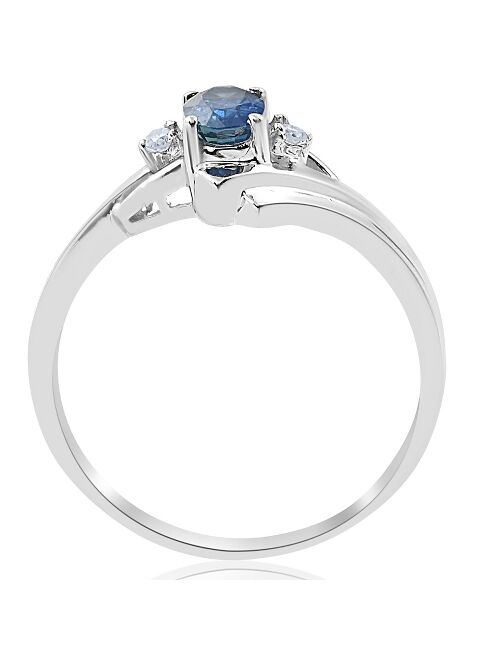 Pompeii3 1/2ct Oval Blue Sapphire Diamond Ring 14K White Gold