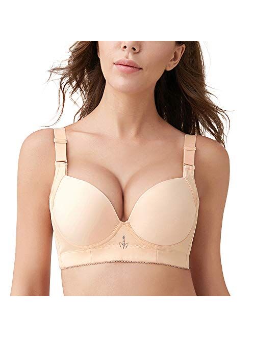 FallSweet Padded T Shirt Bras for Women Push Up Comfort Underwire Brassiere 34A to 44C