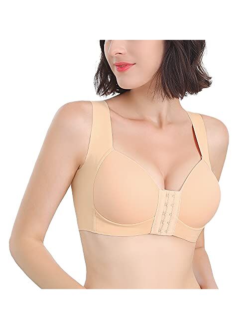FallSweet Front Close Bra for Women Push Up Wirefree Bra Seamless No Dig Comfort Brassiere
