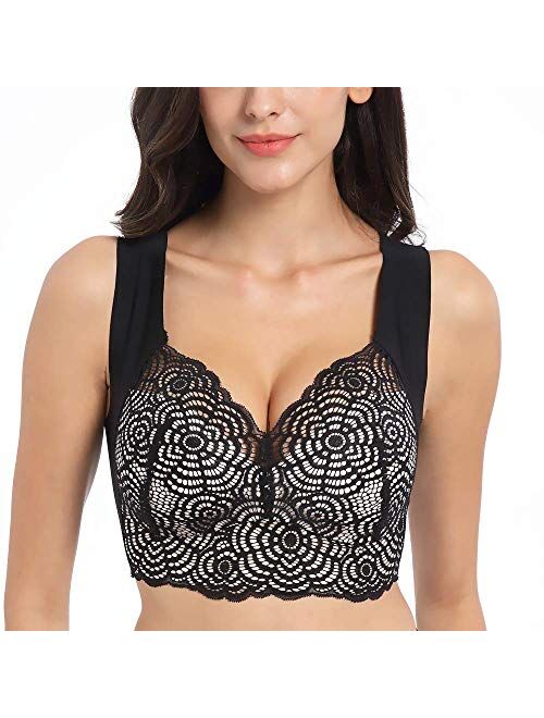 FallSweet Seamless Bras for Women Comfort Sleep Bra Bralette Lace Tank Top Brassiere Wireless Bras S to XXXL