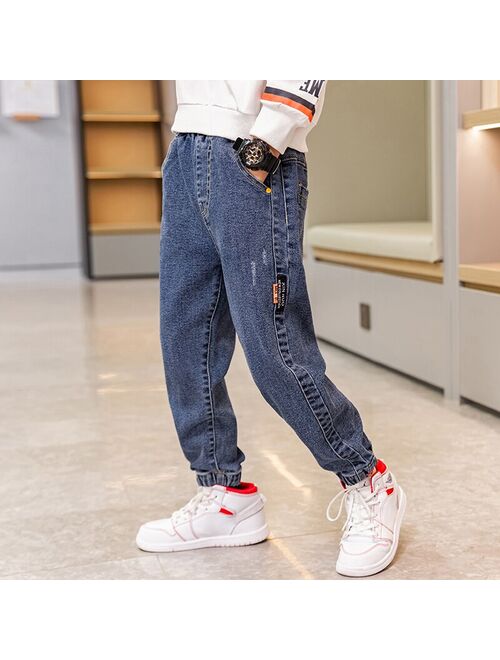 Boys Pants Children Jeans Korean Clothing Big Kids Denim Long Trousers Spring Autumn Teenage School Clothes 2021 New 12 14 years
