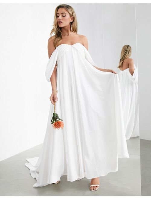 ASOS EDITION Jasmine ruched bust wedding dress with drape sleeve