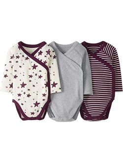 Moon and Back by Hanna Andersson 3-Pack Long Sleeve Side Snap Bodysuit (Infant)