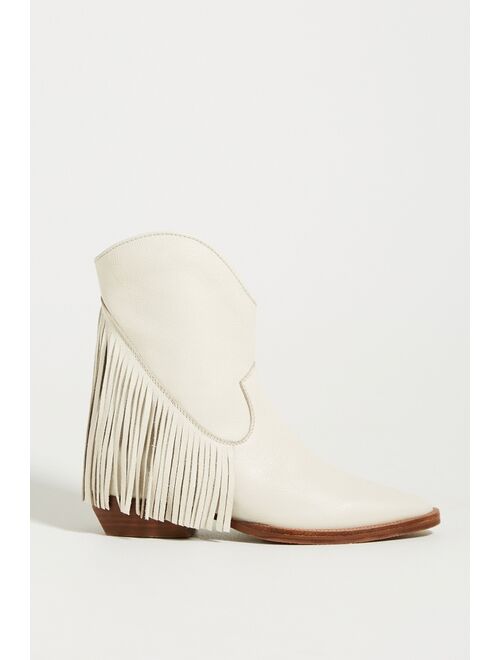 Anthropologie Fringed Western Boots