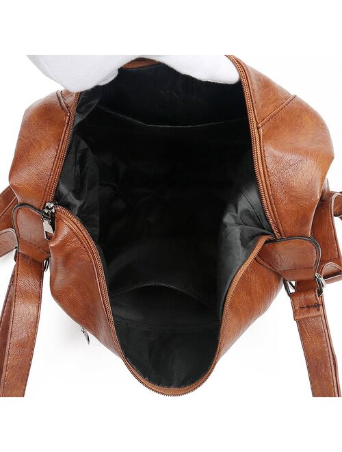 Yogodlns Casual PU Leather Tote Bags for Women Large Capacity Hobo Handbags Retro Patchwork Shoulder Bag Female Crossbody Shopper Bag