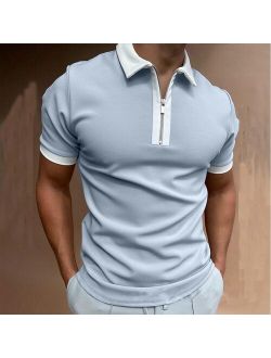 xftorginal Summer New Men Polo Shirt Short Sleeve Oversized Loose Zipper Color Matching Clothes Luxury Male Tee Shirts Top U.S. Yards