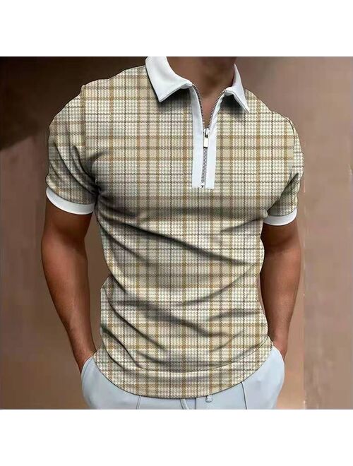 xftorginal Summer New Men Polo Shirt Short Sleeve Oversized Loose Zipper Color Matching Clothes Luxury Male Tee Shirts Top U.S. Yards