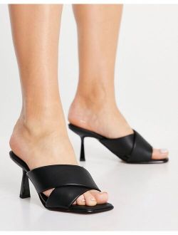 crossover heeled sandals in black