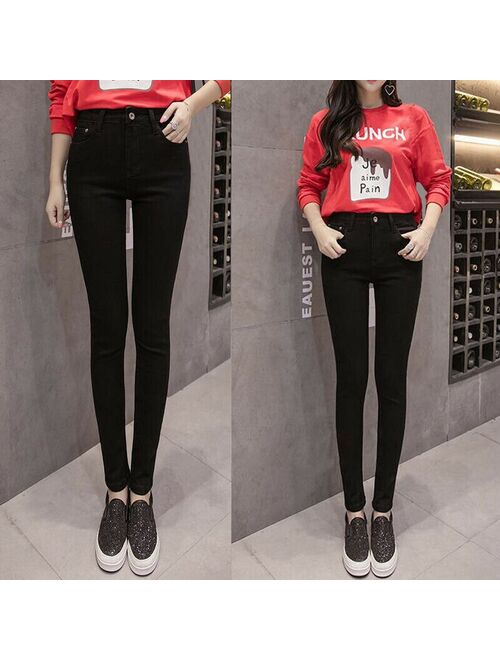 VALINK Pants For Women 2021 Women High Waist Thermal Jeans Fleece Lined Denim Pants Stretchy Trousers Skinny Pants Ropa Mujer