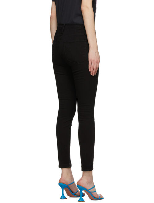 Frame Black 'Le High Skinny' Front Split Jeans