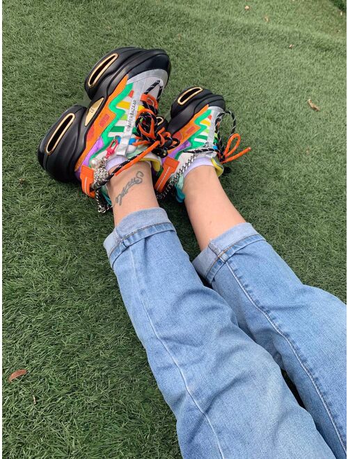 Size 40 Spring Luxury Women Dad Shoes Fashion Genuine Leather Winter Autumn High Heeled Ins Casual Sneakers Lady Chain Pantshoes