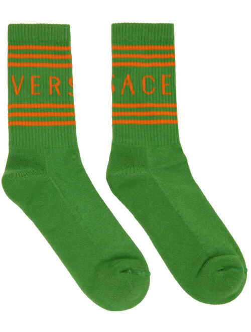 Versace Green & Orange Logo Socks