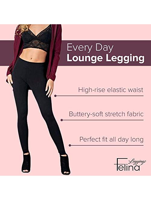 Felina Velvety Super Soft Lightweight Leggings 2-Pack - for Women - Yoga Pants, Workout Clothes