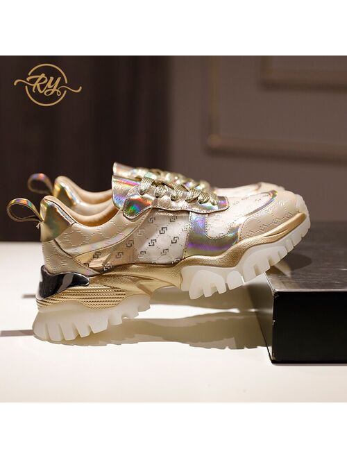 RY-RELAA European women shoes platform shoes 2021 Summer new style women sneakers ins Natural leather shoes off white shoes tide