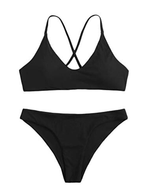 Buy SweatyRocks Women's Bathing Suits Spaghetti Strap Criss Cross Back ...
