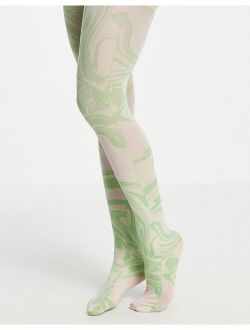 swirl printed tights in pastel tones