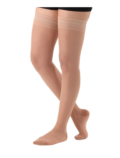 CS4U Nude Lace-Top 20-30 mmHg Compression Thigh-High Stockings