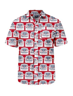 Men's American Flag Button Down Shirts - Patriotic USA Red White and Blue Hawaiian Shirts