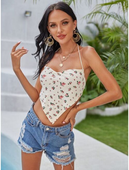 Shein Tie Backless Ditsy Floral Bandana Cami Top