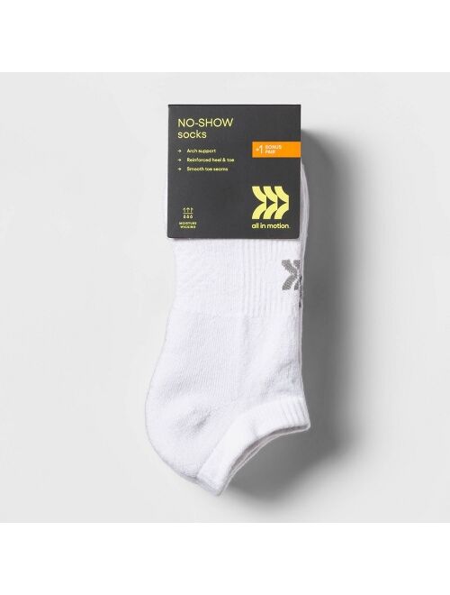 Women's Extended Size Cushioned 6+1 Bonus Pack No Show Athletic Socks - All in Motion™ White