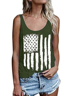 Women's American Flag Tank Tops 4th of July Sleeveless USA Flag Shirts Casual Racerback Stars and Stripes Patriotic T Shirts