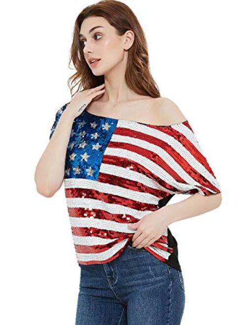 Buy Anna Kaci Anna-Kaci Womens Patriotic American USA Flag Sequin Cami ...
