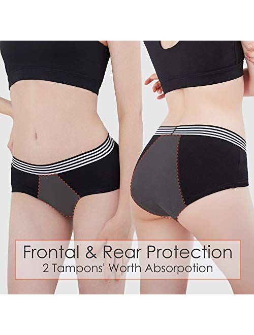 Neione Sporty Leak Proof Period Panties Menstrual Underwear 3 Pack Women Teens Girls