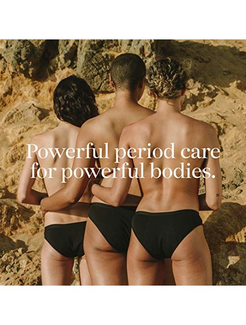 Cora Period Underwear for Women | Bikini Style, Powerfully Absorbent, Leak Proof Menstrual Panties | Ultra-Soft, Comfortable, Breathable Cotton | Black (Extra Small, 1 Pa