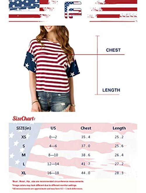 For G and PL Women's American Flag Loose Fit T-Shirts Tops