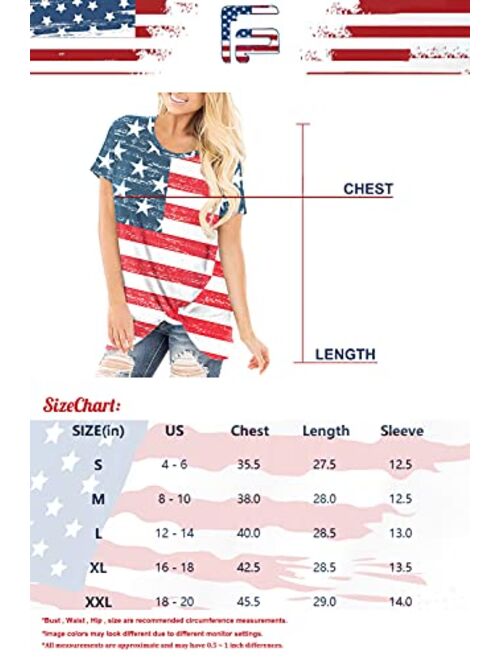 For G and PL Women's July 4th USA American Flag T Shirt Tops