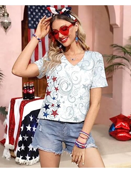 For G and PL Women's July 4th American Flag T-Shirts