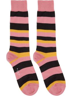 Pink & Black Striped Socks