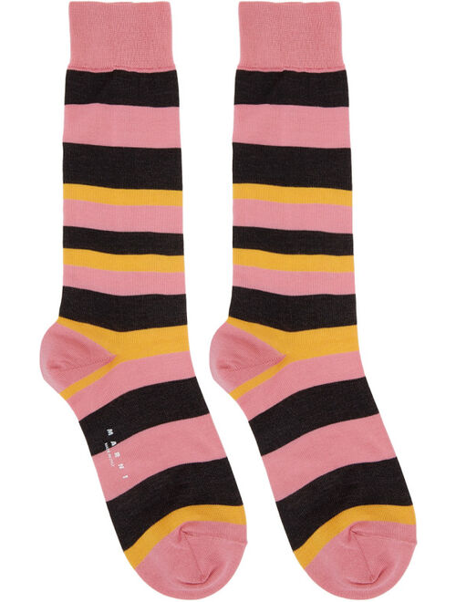 Marni Pink & Black Striped Socks