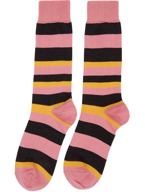 Marni Pink & Black Striped Socks