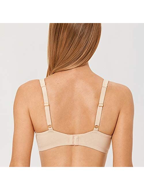 DELIMIRA Women's Full Coverage Minimizer Unlined Underwire Plus Size Seamless Bra