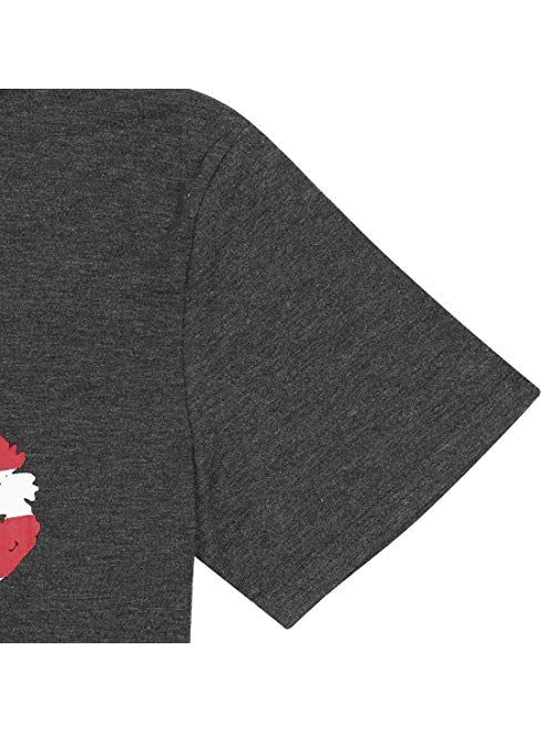 KIDDAD Women's American Flag Lips Shirt Letter Print Graphic Funny T-Shirt USA Patriotic Summer Casual Tee Tops