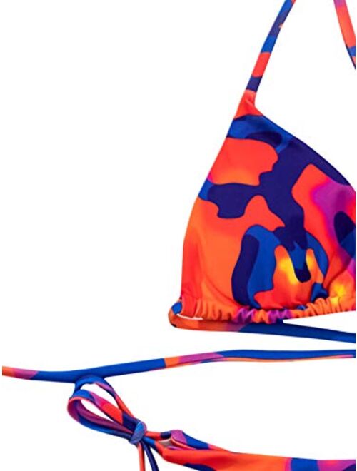 SweatyRocks Women's Sexy Bathing Suits Halter Bikini Top Tie Dye Two Piece Swimsuits
