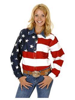 Roper Women's L/S Stars and Stripes Pieced Flag