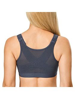 Women's Posture Front Closure Full Coverage Wireless Back Support Bra