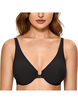 Women's Front Closure Seamless Full Coverage Underwire Unlined Bra