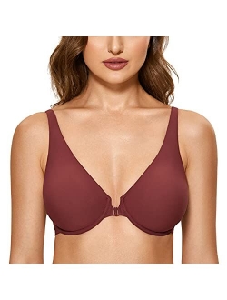 Women's Front Closure Seamless Full Coverage Underwire Unlined Bra