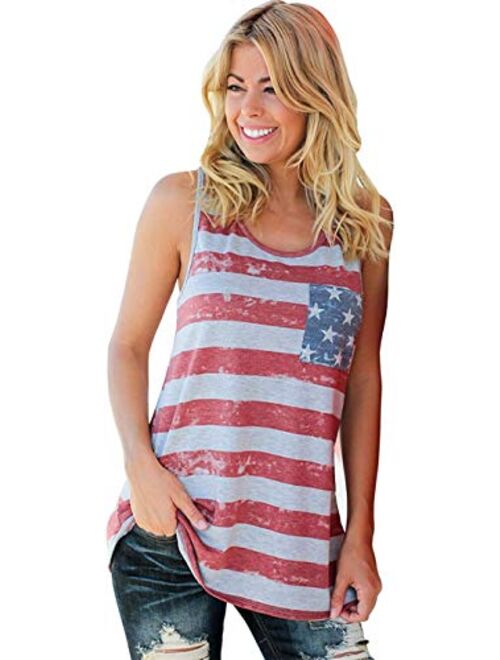 Runytek Women’s Patriotic American Flag Tank Camo Sleeveless Top Sexy Summer T-Shirts Vest for 4th July