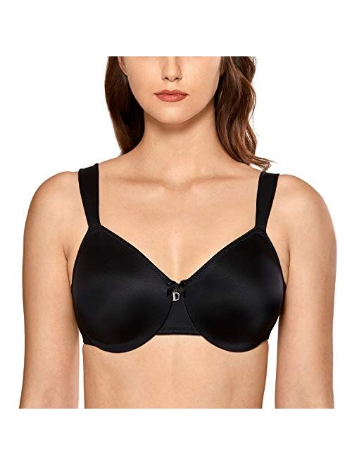 DELIMIRA Women's Smooth Unlined Full Coverage Underwire Plus Size Minimizer Bra