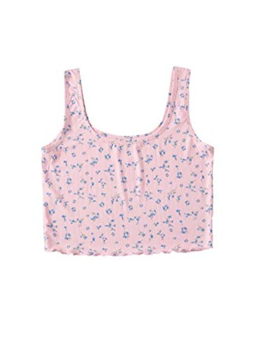 SweatyRocks Women's Casual Summer Floral Print Sleeveless Stretch Crop Tank Top