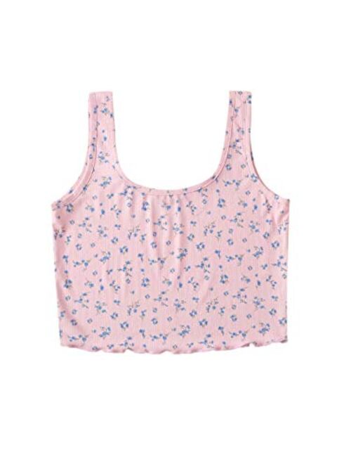 SweatyRocks Women's Casual Summer Floral Print Sleeveless Stretch Crop Tank Top