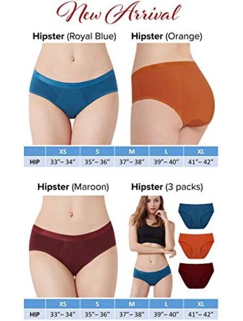 EvaWear Period Panties:2 Pack Hipster for Teens Girl Women / Leakproof Briefs for Heavy Flow Postpartum Menstrual underwear Various Styles