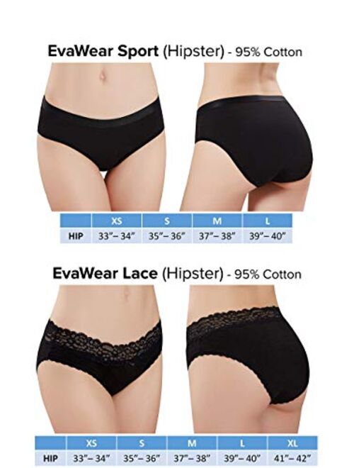 EvaWear Period Panties:2 Pack Hipster for Teens Girl Women / Leakproof Briefs for Heavy Flow Postpartum Menstrual underwear Various Styles
