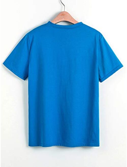 SweatyRocks Women's Valentine's Day Shirts Casual Top T-Shirt Short Sleeve Leopard Love Heart Graphic Tee