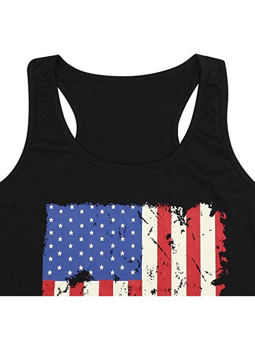 UNIQUEONE Fashion Women Patriotic American Flag Print Sleeeveless T-Shirt Casual Tank Top