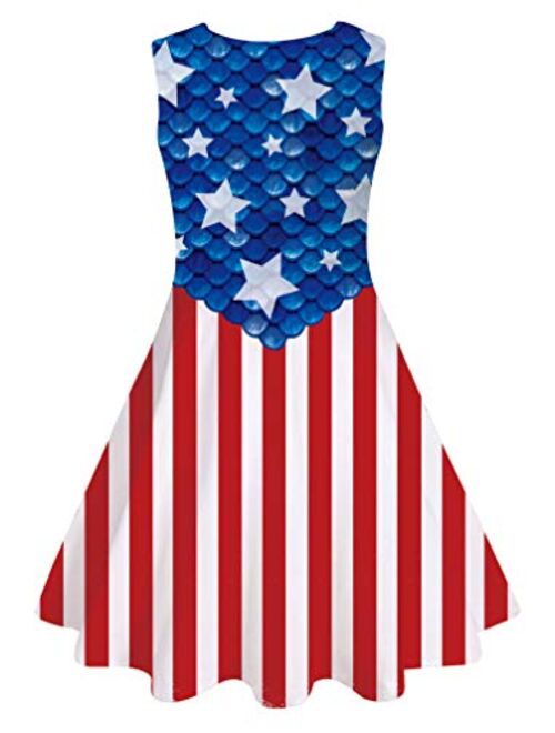 Kids4ever Little and Big Girls Sleeveless Dress Cute Mermaid Sundress for 4-13 Years Kids Summer Casual Outfits